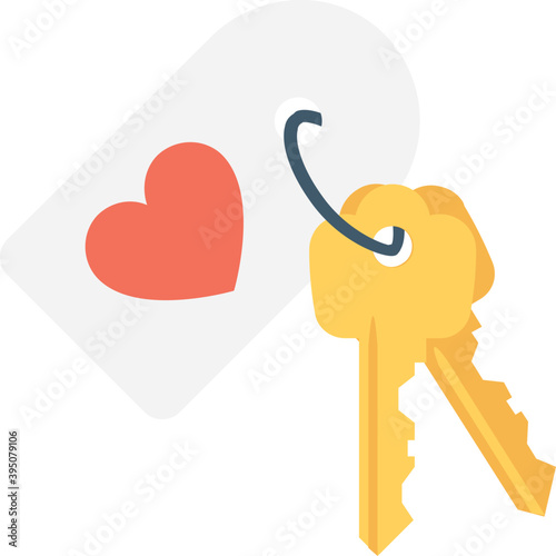  Heart Key Vector Icon 