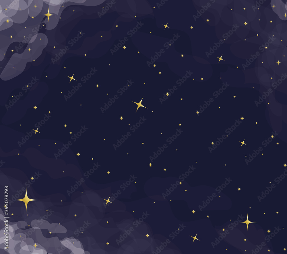 gold stars on dark sky background vector design