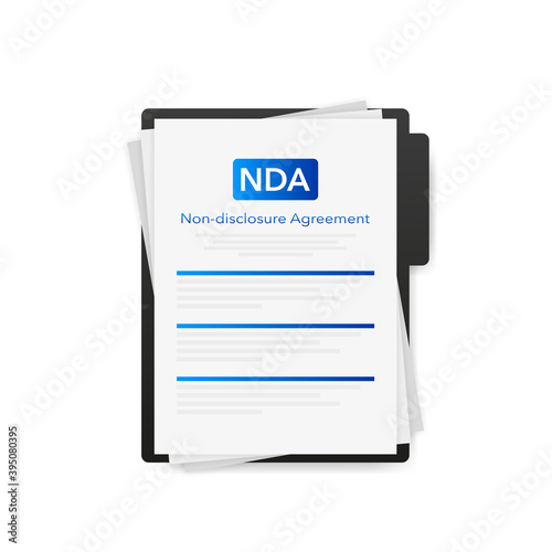 Tablet with Non-disclosure Agreement documet for paper design. Vector illustration.