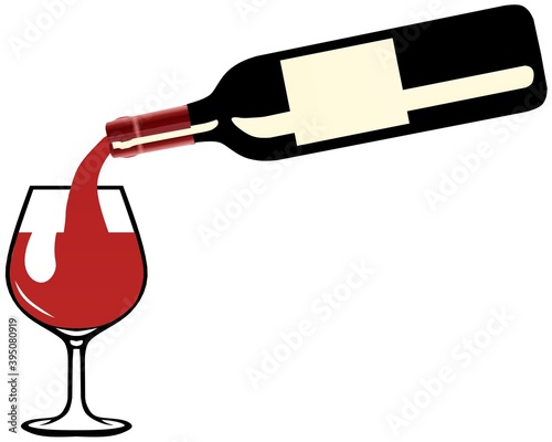 bouteille de vin rouge verre de vin pinard  verse photo