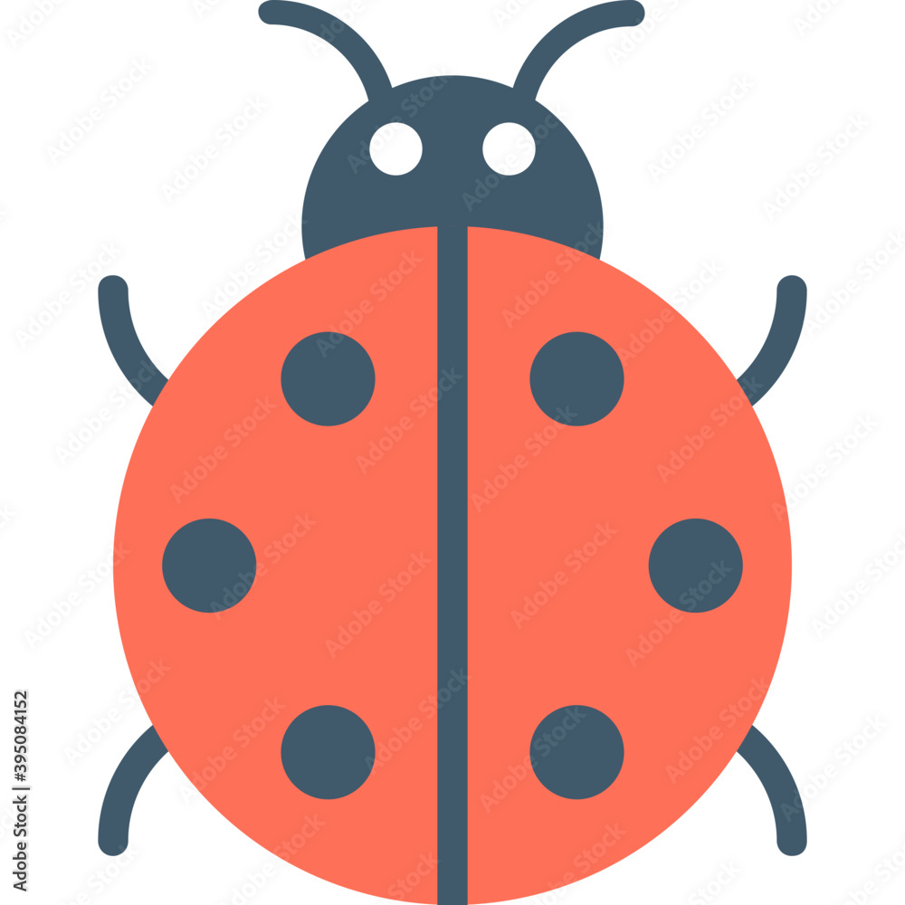 Obraz premium Ladybug Flat Vector Icon