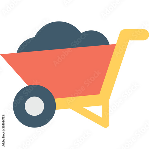 
Wheelbarrow Flat Vector Icon 
