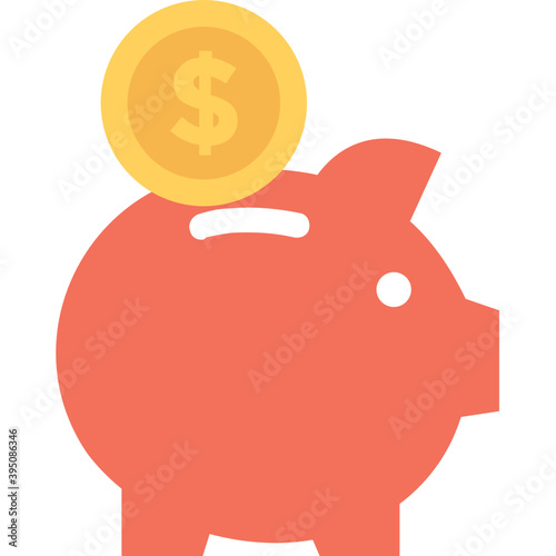 
Piggy Bank Flat Vector Icon
