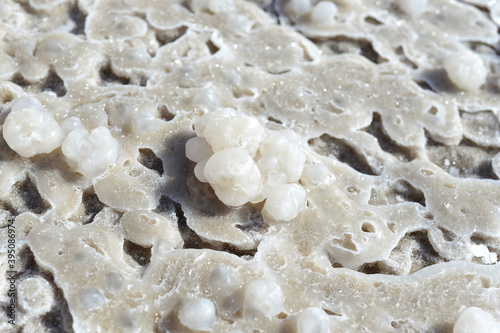 Dead Sea sand salt crystals detailed close up, natural mineral formation