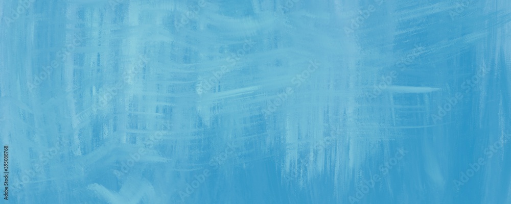 Sfondo astratto azzurro con trama di tratti di pennello secco. Web banner dipinto ad olio.
