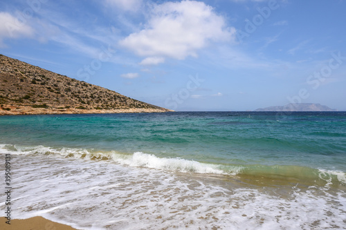 Fototapeta Naklejka Na Ścianę i Meble -  Agia Theodoti beach on Ios Island. A wonderful beach with azure waters. Cyclades, Greece