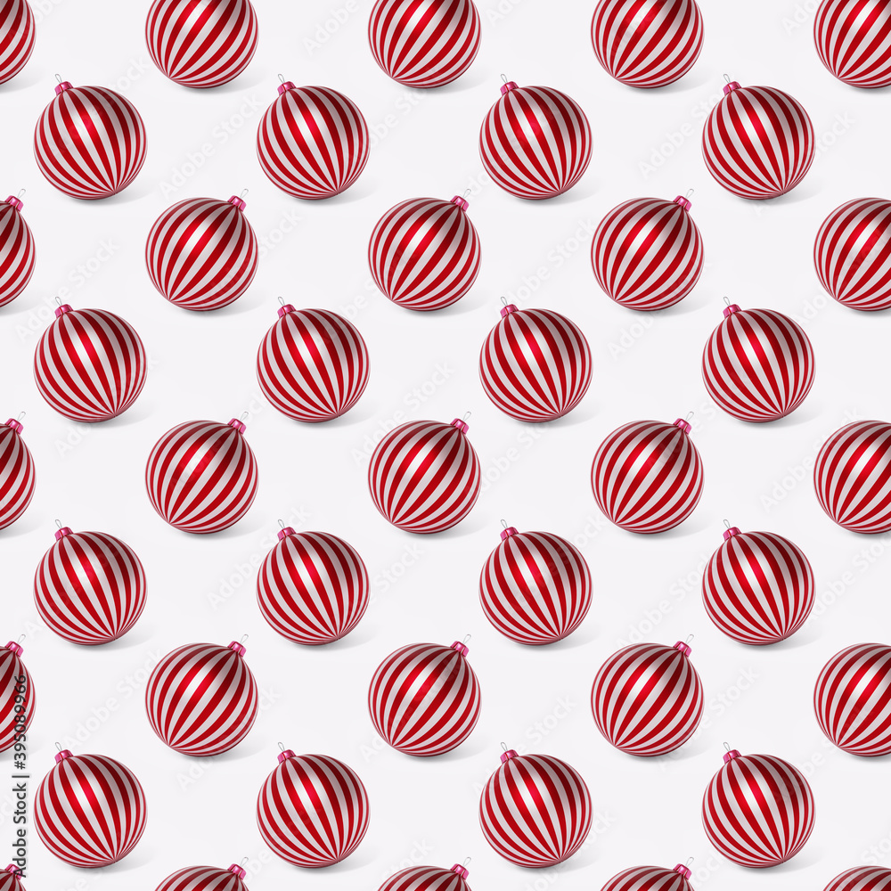 Seamless Christmas pattern with balls on light background, 3d rendering Seamless Christmas pattern with balls on light background, 3d rendering