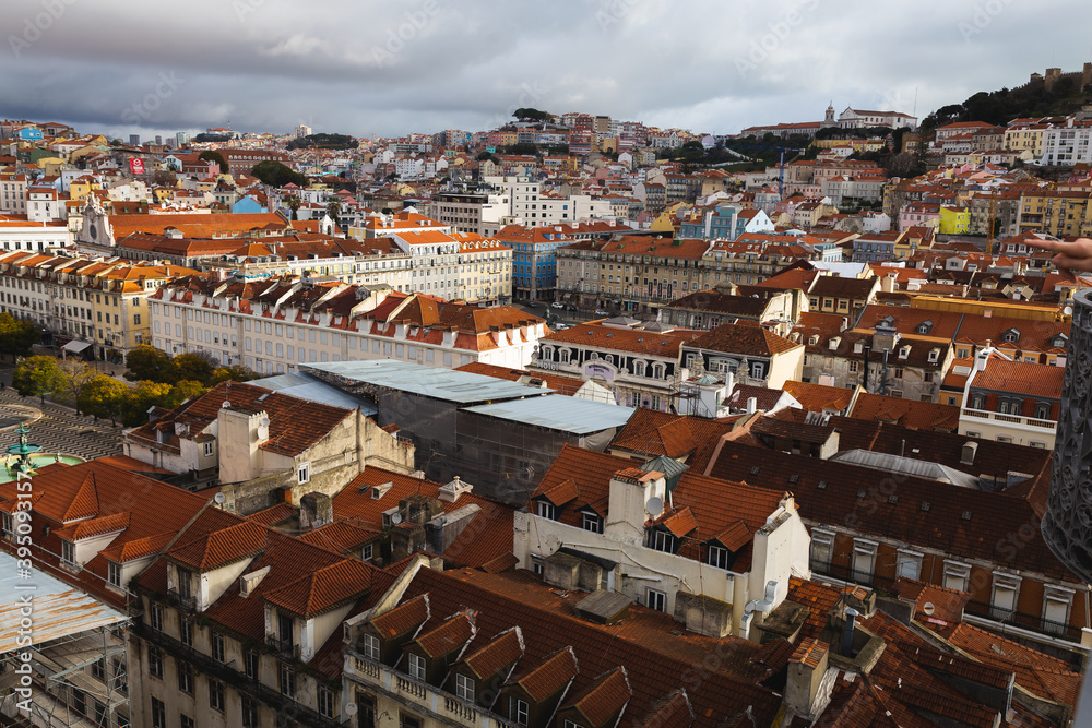 view over the city  the capital of Portugal Lisbon Lisboa buildings with orange rooftops