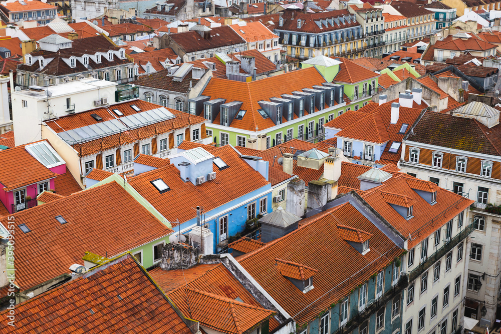 view over the city  the capital of Portugal Lisbon Lisboa buildings with orange rooftops