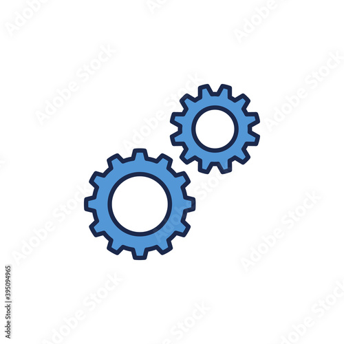 Two Cogs creative icon. Settings vector concept blue symbol on white background