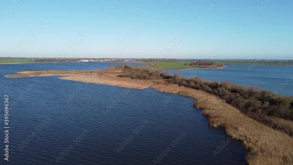 Aerial view from lakes around Galamadammen in Friesland, The Netherlands Aerial view from lakes around Galamadammen in Friesland, The Netherlands