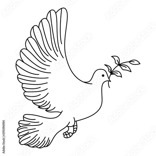 Peace Dove Simple Lineart Black