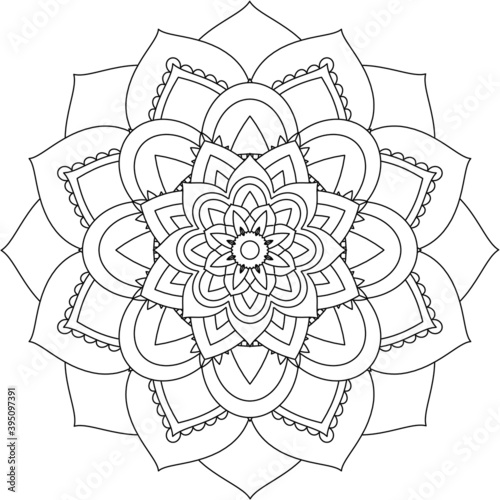 Mandala coloring book featuring simple Mehndi flower patterns, perfect for beginners, seniors, children; ethnic Indian-style designs.
