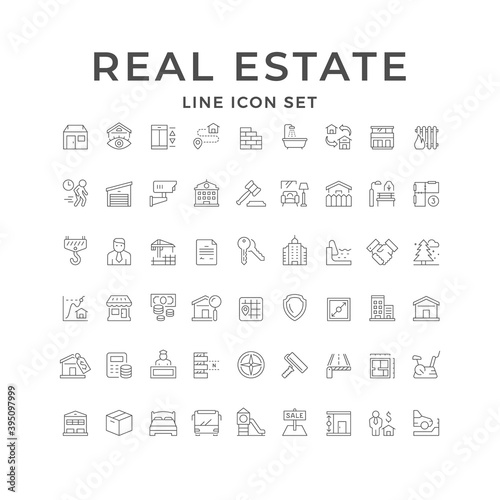 Set line icons of real estate