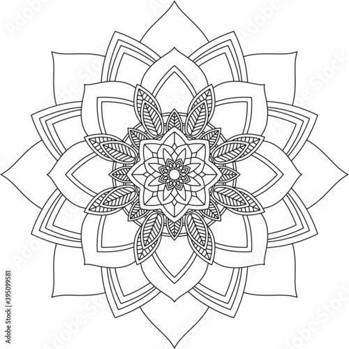 Mandala coloring book featuring simple Mehndi flower patterns, perfect for beginners, seniors, children; ethnic Indian-style designs.
