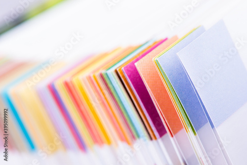 Macro view of colorful book page with blurred background