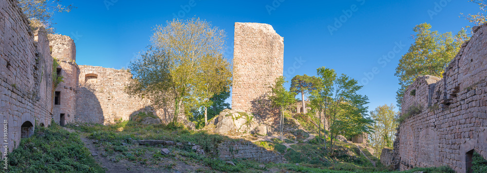 Heiligenstein, France - 09 01 2020: View of the ruins of the Landsberg Castle