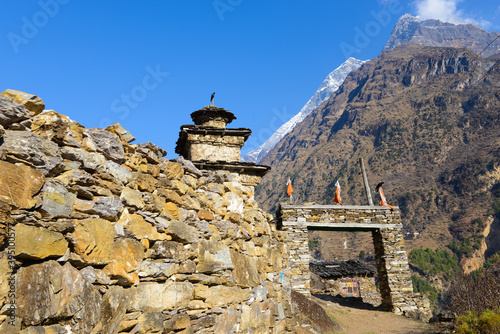Village in Nepal. The trek around Manaslu