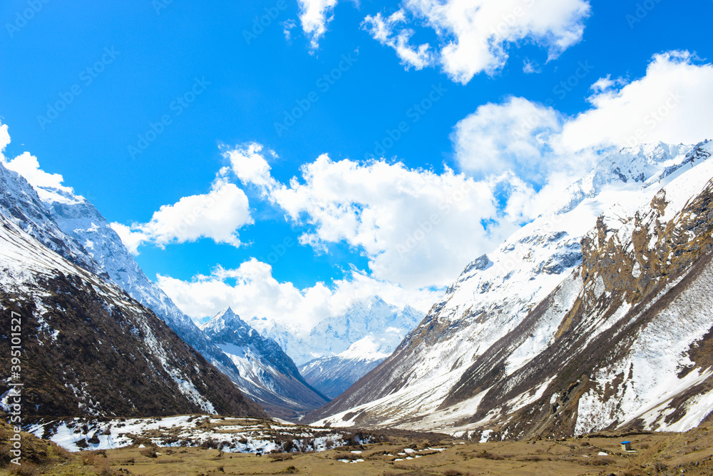 Mountains in the Himalayas. The trek around Manaslu