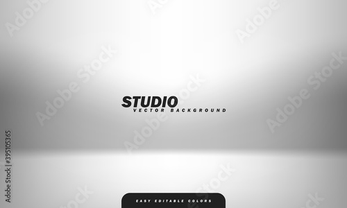Empty white studio room background, used as background for display your products