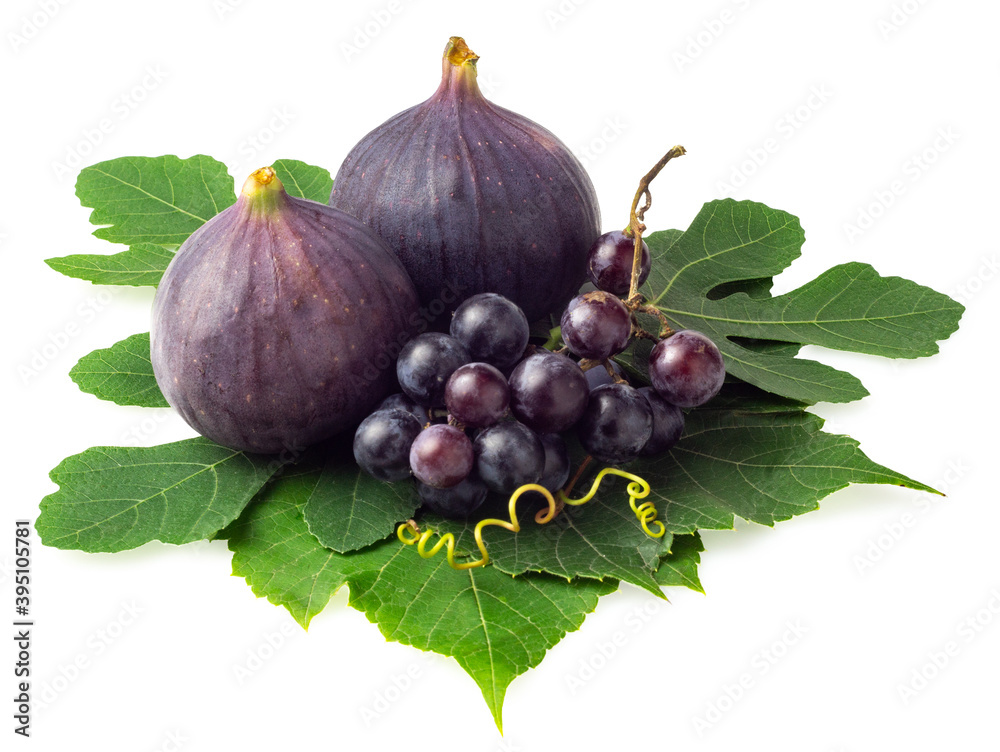 Grapes and whole figs isolated on white Grapes and whole figs isolated on white