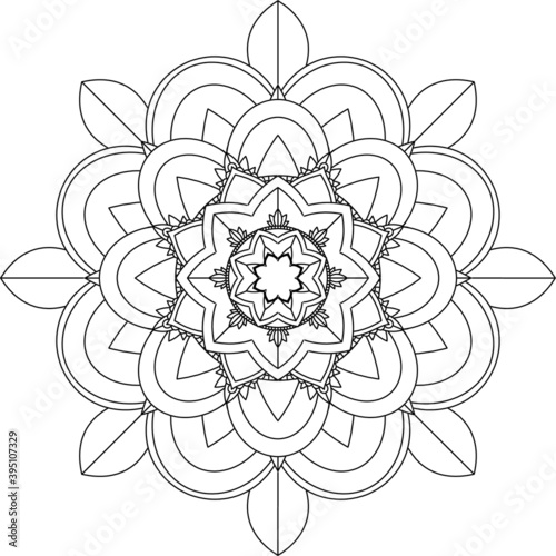 Easy Mandala coloring book simple and basic for beginners, seniors and children. Set of Mehndi flower pattern for Henna drawing and tattoo. Decoration in ethnic oriental, Indian style.