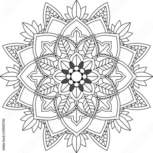 Easy Mandala coloring book simple and basic for beginners, seniors and children. Set of Mehndi flower pattern for Henna drawing and tattoo. Decoration in ethnic oriental, Indian style.