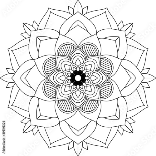 Easy Mandala coloring book simple and basic for beginners, seniors and children. Set of Mehndi flower pattern for Henna drawing and tattoo. Decoration in ethnic oriental, Indian style.