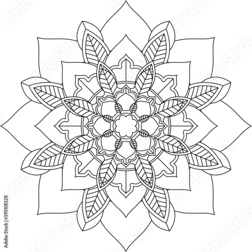 Easy Mandala coloring book simple and basic for beginners, seniors and children. Set of Mehndi flower pattern for Henna drawing and tattoo. Decoration in ethnic oriental, Indian style.