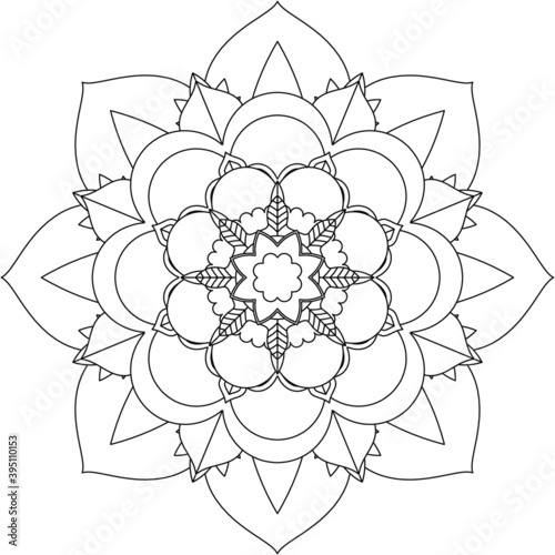 Easy Mandala coloring book simple and basic for beginners, seniors and children. Set of Mehndi flower pattern for Henna drawing and tattoo. Decoration in ethnic oriental, Indian style.