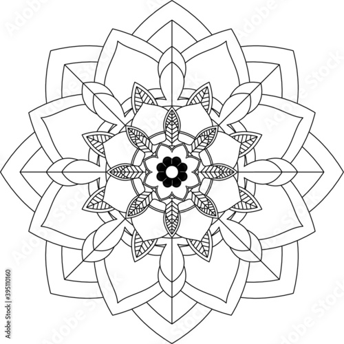 Easy Mandala coloring book simple and basic for beginners, seniors and children. Set of Mehndi flower pattern for Henna drawing and tattoo. Decoration in ethnic oriental, Indian style.