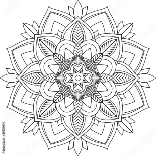 Easy Mandala coloring book simple and basic for beginners, seniors and children. Set of Mehndi flower pattern for Henna drawing and tattoo. Decoration in ethnic oriental, Indian style.