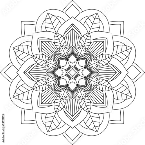 Easy Mandala coloring book simple and basic for beginners, seniors and children. Set of Mehndi flower pattern for Henna drawing and tattoo. Decoration in ethnic oriental, Indian style.