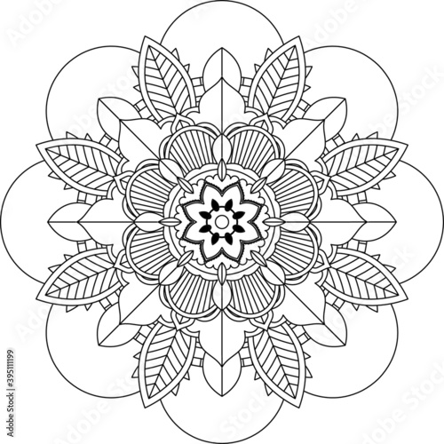 Easy Mandala coloring book simple and basic for beginners, seniors and children. Set of Mehndi flower pattern for Henna drawing and tattoo. Decoration in ethnic oriental, Indian style.