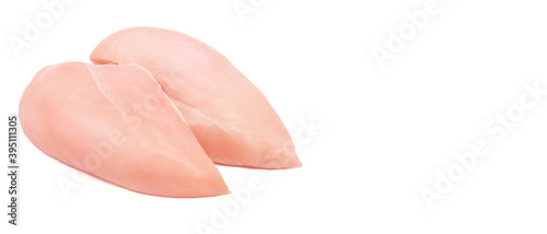farm chicken fillet not cooked on a white background.