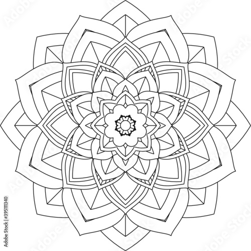 Easy Mandala coloring book simple and basic for beginners, seniors and children. Set of Mehndi flower pattern for Henna drawing and tattoo. Decoration in ethnic oriental, Indian style.