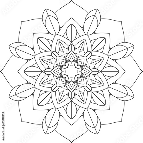 Easy Mandala coloring book simple and basic for beginners, seniors and children. Set of Mehndi flower pattern for Henna drawing and tattoo. Decoration in ethnic oriental, Indian style.