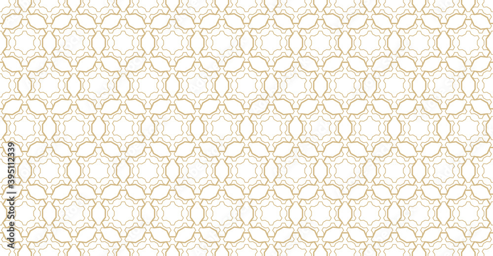 Abstract geometric seamless pattern. Golden lines texture, subtle elegant lattice, mesh, weave, hexagons, diamonds. Oriental luxury background. Ornament, repeat tiles, modern design. Stock vector Abstract geometric seamless pattern. Golden lines texture, subtle elegant lattice, mesh, weave, hexagons, diamonds. Oriental luxury background. Ornament, repeat tiles, modern design. Stock vector