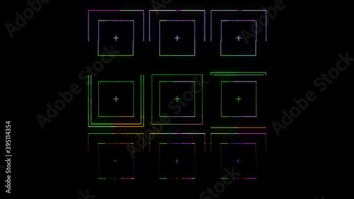 Square Set Element Effect Glitch Colour on Transparent Background