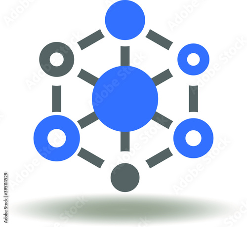 Antioxidant molecule icon vector. Medical scientific innovative research symbol. Anti oxidant electron cell logo.