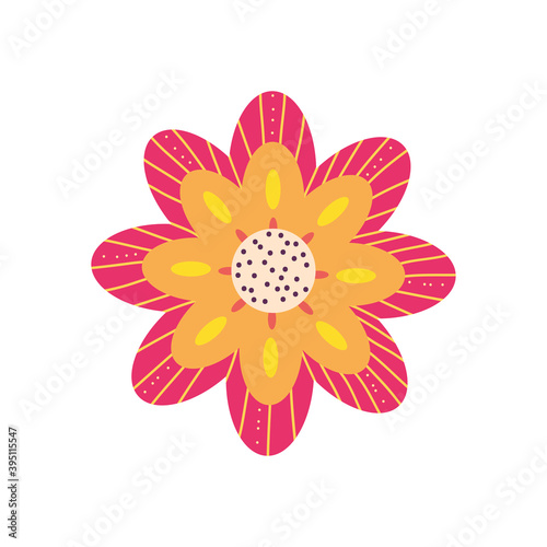 pink and orange flower icon  colorful design