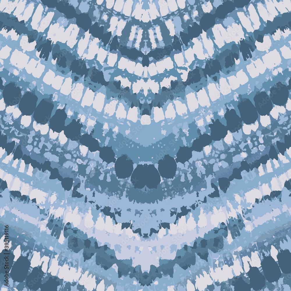 Blue Tie Dye chevron zigzag repeat pattern