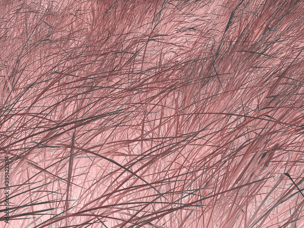 Futuristic neon negative pink color background with grass leaves Futuristic neon negative pink color background with grass leaves