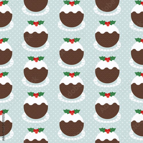 Traditional Christmas Pudding seamless pattern