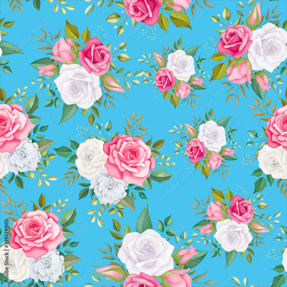 Seamless pattern floral with beautiful flower and leaves Seamless pattern floral with beautiful flower and leaves