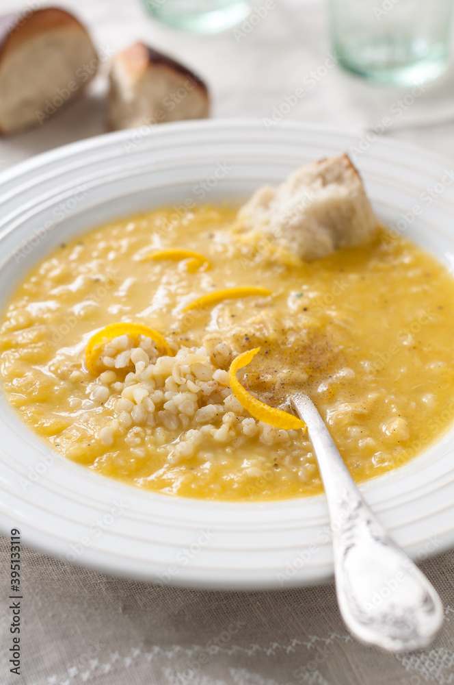 Cream of Chicken Soup with Bulgur and Orange Zest Cream of Chicken Soup with Bulgur and Orange Zest