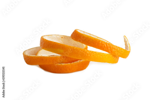 orange peel rind orange rings isolated on white background