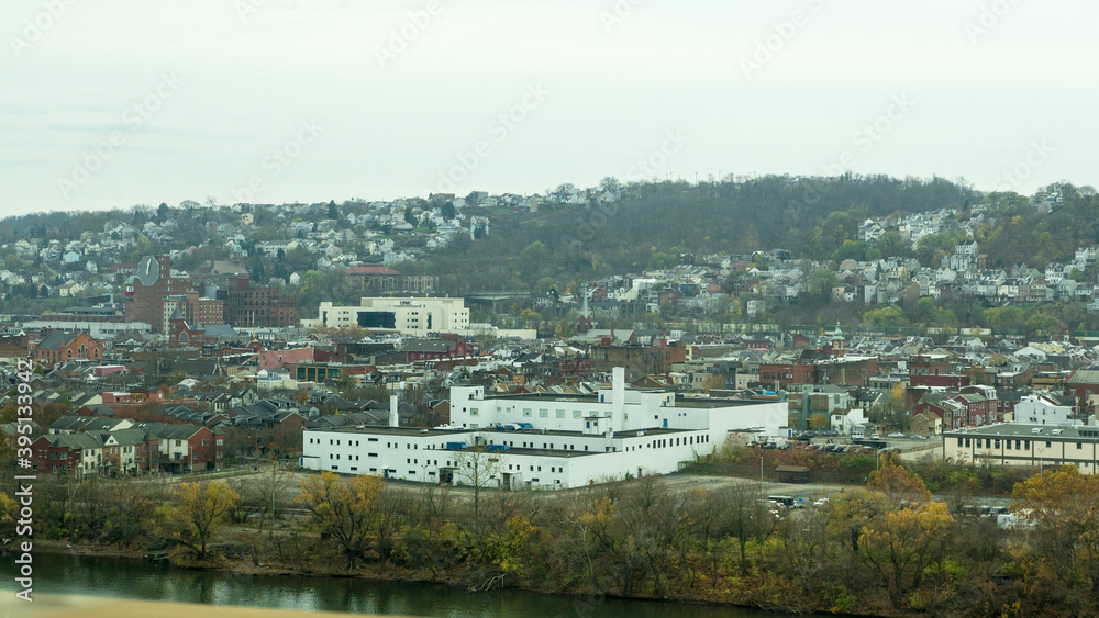 The City of Pittsburgh near Monongahela river bank 