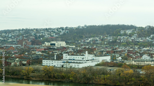 The City of Pittsburgh near Monongahela river bank 