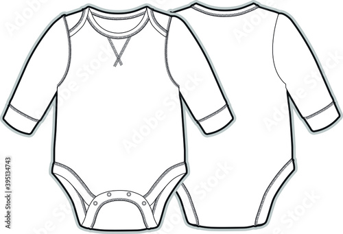 Baby girl bodysuit flat sketch vector